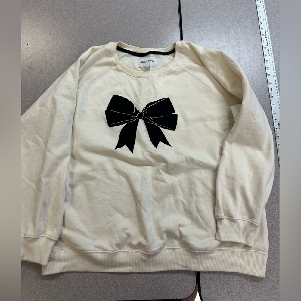 Wallflower Cream Sweatshirt with Black Bow